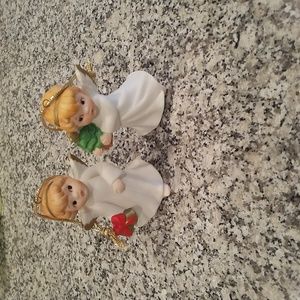 Pair of Retro Ceramic Angel Figurines/Tree Ornaments